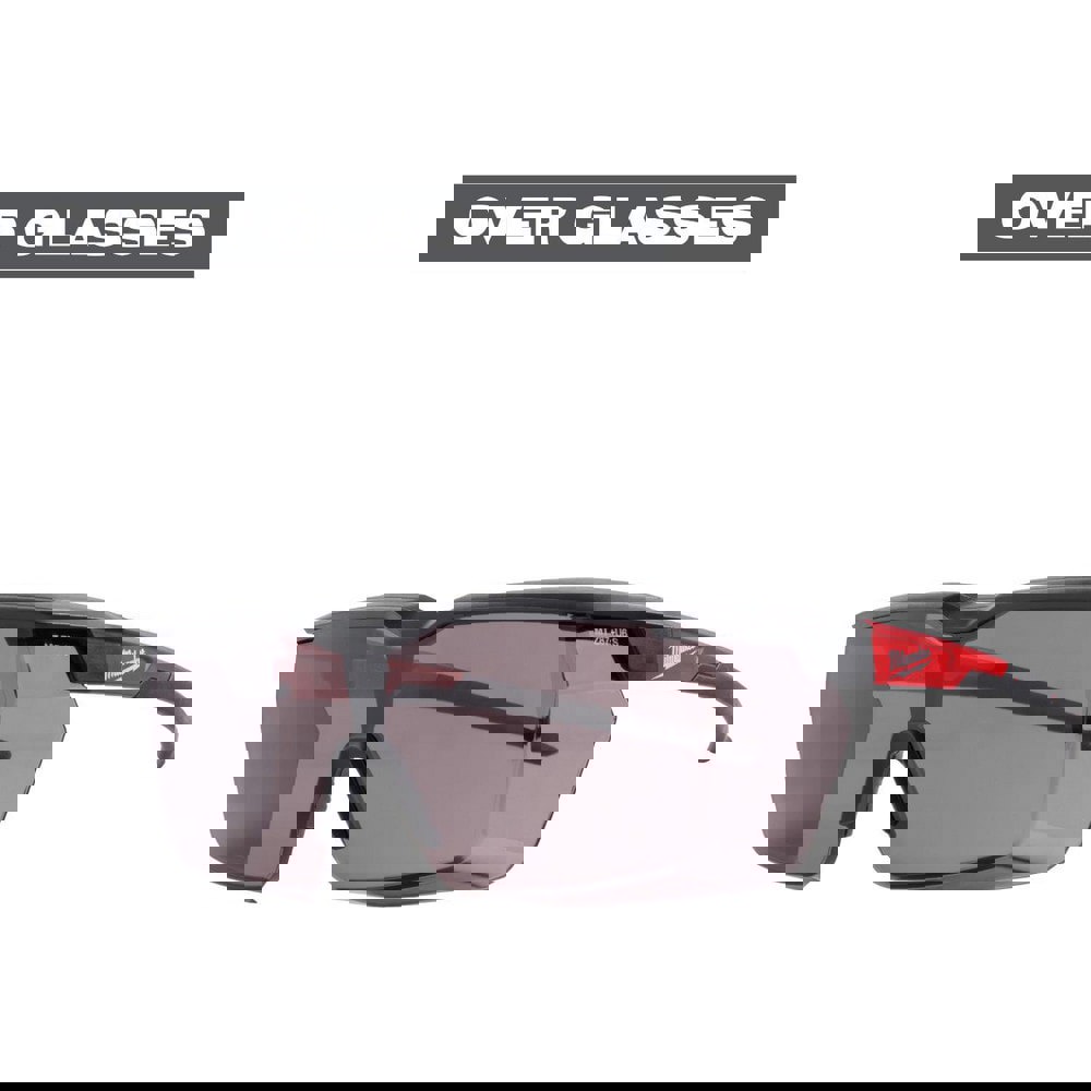 Safety Glasses; Type: Safety ; Frame Style: Wrap Around ; Lens Coating: Scratch Resistant ; Frame Color: Black; Red ; Lens Color: Silver ; Lens Material: Polycarbonate